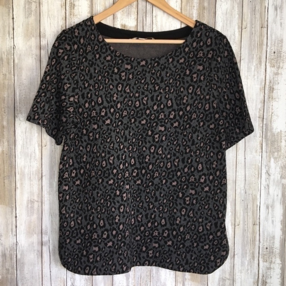 LOFT Leopard Print Blouse Medium Dark Academia Animal Print Top